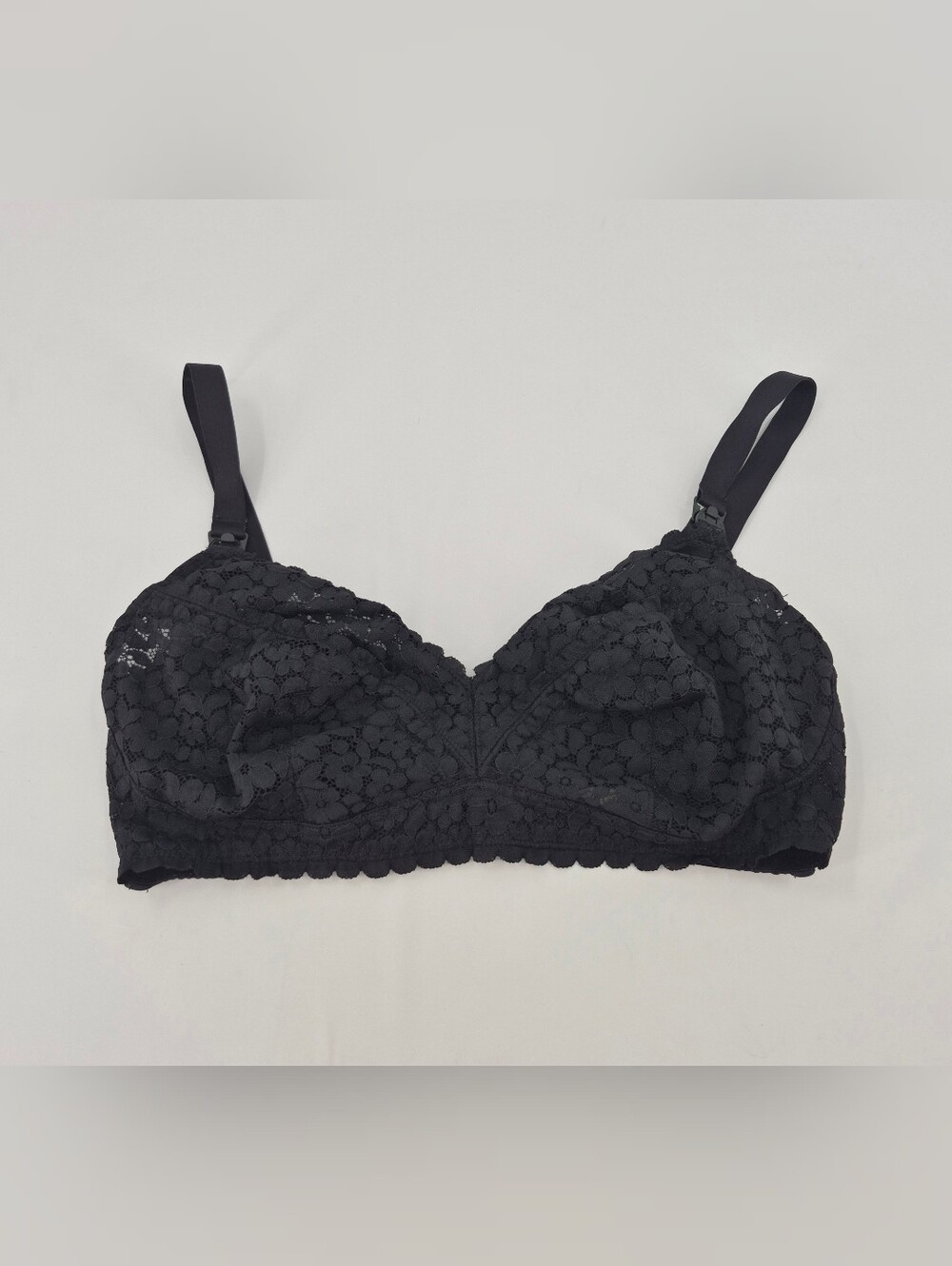 Momanda Lace Nursing Bra 38D Wireless Maternity Breastfeeding Bra Black